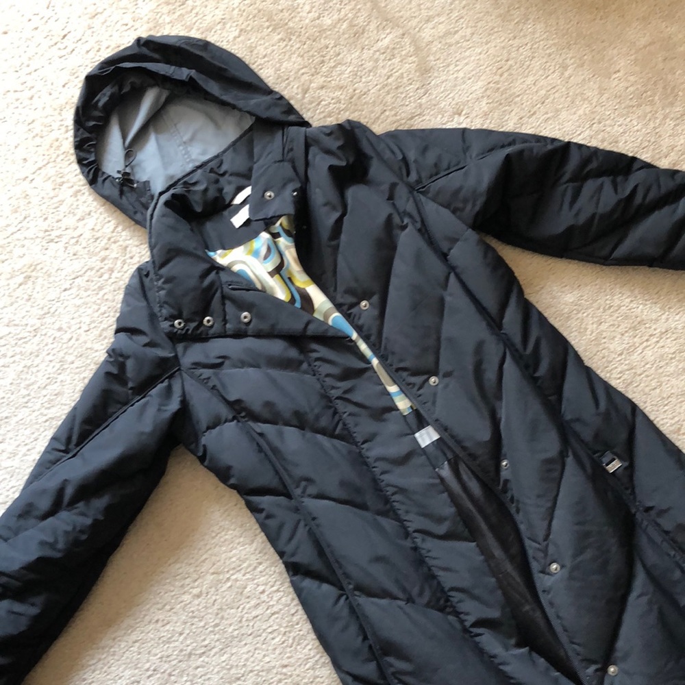 Long black coat with hood